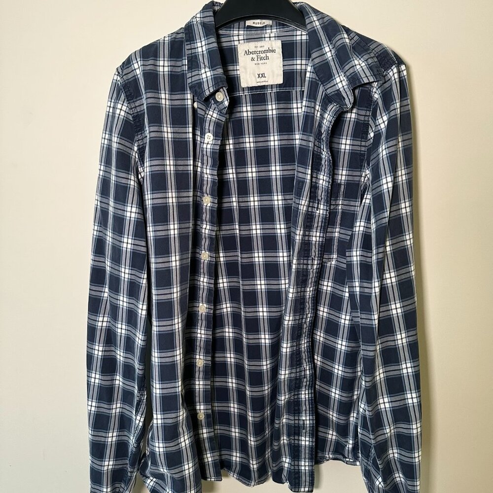 Abercrombie & Fitch XXL Flannel Blue Collared Shirt
